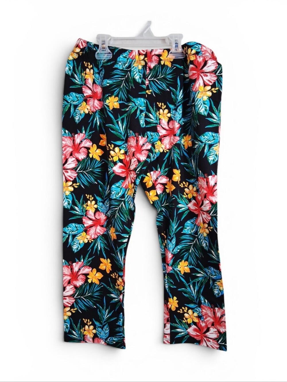 Tropical Floral Leggings | Large 11/13 | Stretch Capri Style Pants